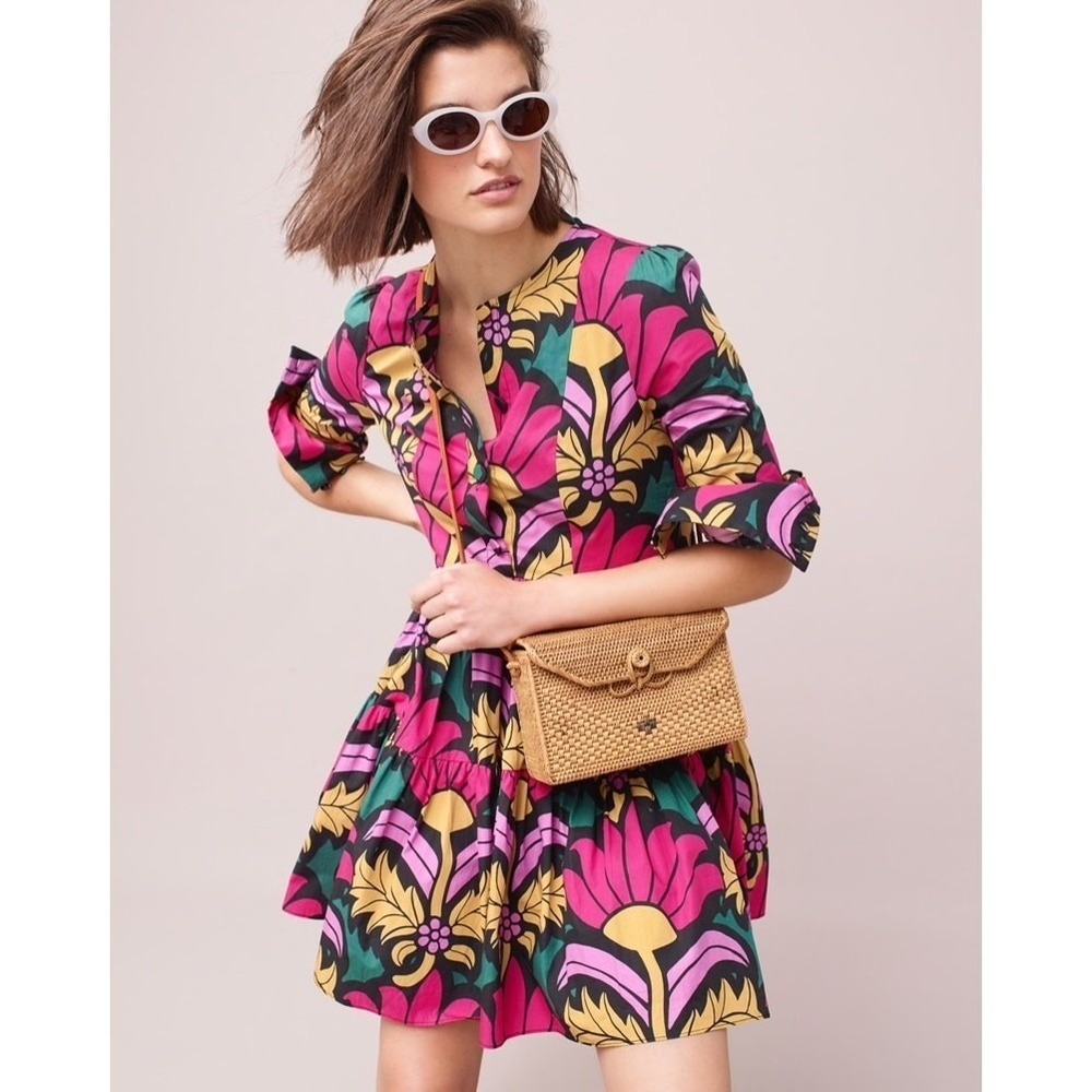 J. Crew Ratti Floral Tiered Popover Mini Dress Cotton Prairie Cottagecore Size 2